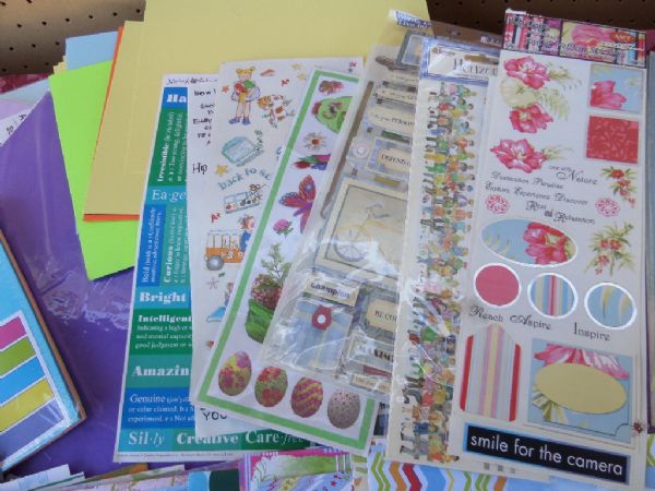 SCRAPBOOKING  LOADS OF PAPER  12 X 12 PAPER/CARDSTOCK, AND OTHER SIZES, STICKERS