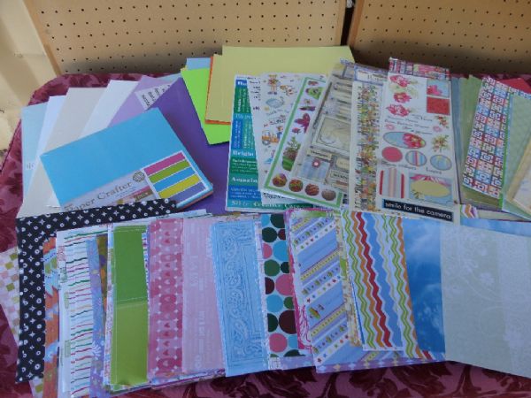 SCRAPBOOKING  LOADS OF PAPER  12 X 12 PAPER/CARDSTOCK, AND OTHER SIZES, STICKERS