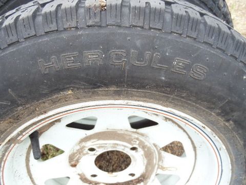 TWO MOUNTED 13 TIRES AND WHEELS FOR UTILITY TRAILER