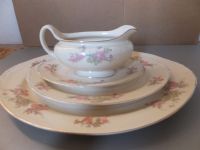 VINTAGE FINE CHINA BY HOMER LAUGHLIN EGGSHELL NAUTILUS - HEATHER ROSE - PLATTERS & GRAVY BOAT