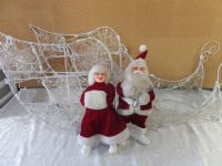 VINTAGE MR. AND MRS. SANTA CLAUSE, LIGHTED CHRISTMAS SLEIGH & ARTIFICIAL TREE 