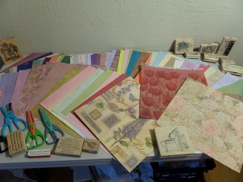 SCRAP BOOKING SUPPLIES, PAPER, SCISSORS, STAMPS AND STORAGE