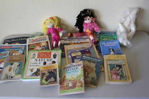 SELECTION OF CHILDREN'S BOOKS,  NEW RAG DOLL BUNNY, TY DOLL AND MORE