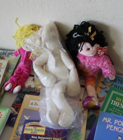 SELECTION OF CHILDREN'S BOOKS,  NEW RAG DOLL BUNNY, TY DOLL AND MORE