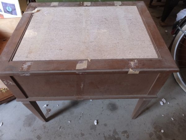 VINTAGE SIDE TABLE WITH STONE INSERT