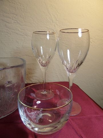 CUT GLASS AND AND CRYSTAL, PITCHER, NAPKIN HOLDER, SERVING BOWLS