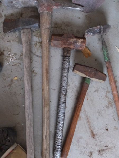 PICKS, SHOVELS,  SLEDGE HAMMERS AND GARDEN RAKES