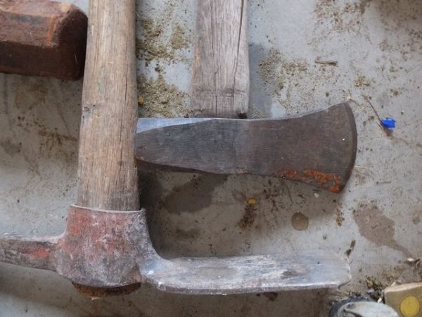 PICKS, SHOVELS,  SLEDGE HAMMERS AND GARDEN RAKES