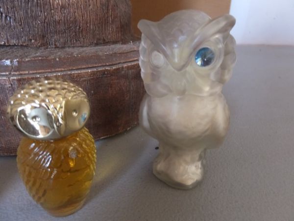 VERY TALL CERAMIC  OWL LAMP, SMALL OWL FIGURINES, & SMALL OWL LIGHT