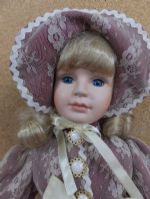 PRETTY COLLECTIBLE DOLL WITH DISPLAY CASE - 18" TALL