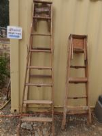 TWO WOODEN STEP LADDERS