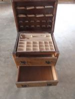 VINTAGE WOODEN SEWING SUPPLY TABLE