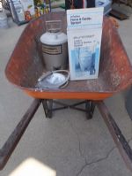 LARGE METAL WHEEL BARROW WITH GARDEN SPRAYER