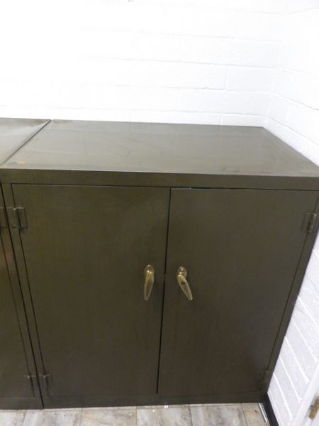 VINTAGE ALL METAL STORAGE CABINET WITH SHELVES AND FILE DRAWERS - RIGHT SIDE UNIT