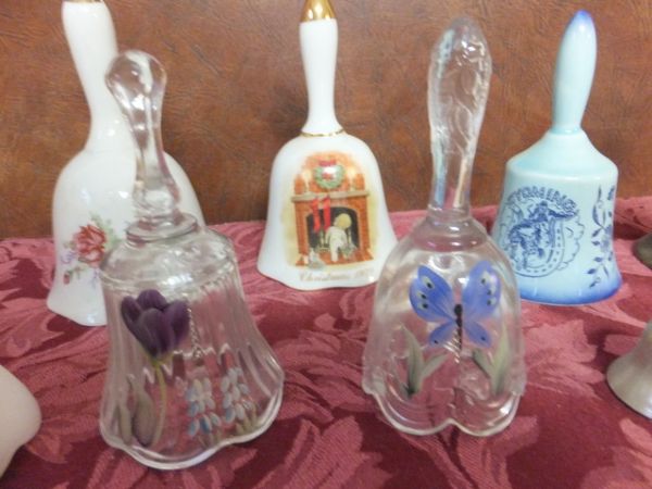 COLLECTIBLE BELLS - PORCELAIN, GLASS AND METAL