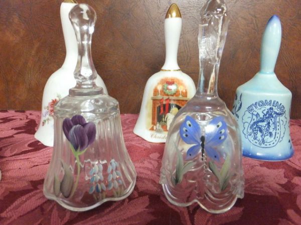 COLLECTIBLE BELLS - PORCELAIN, GLASS AND METAL