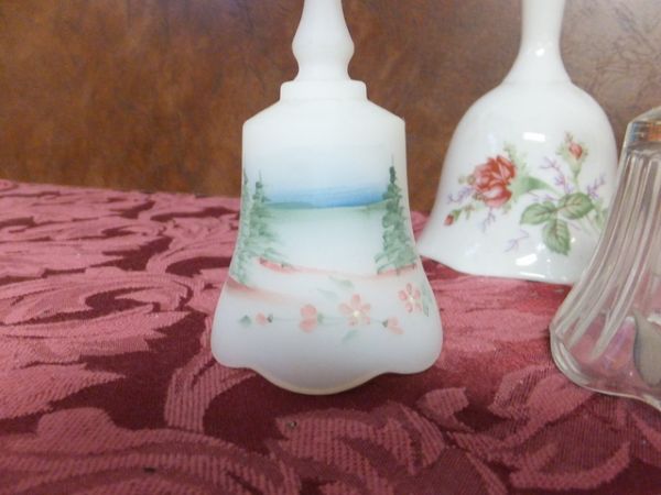 COLLECTIBLE BELLS - PORCELAIN, GLASS AND METAL