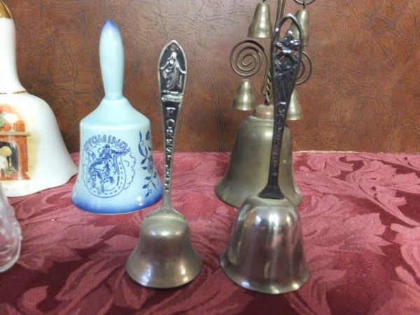 COLLECTIBLE BELLS - PORCELAIN, GLASS AND METAL