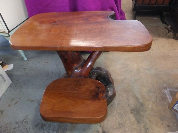 ONE OF A KIND HANDMADE ONE PIECE TABLE AND BENCH ON TREE BASE