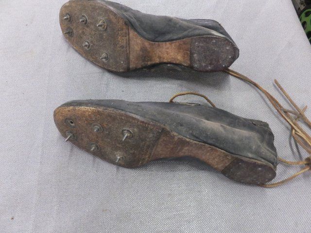 Lot Detail - UNIQUE SPORTS COLLECTIBLE ANTIQUE TRACK SHOES.