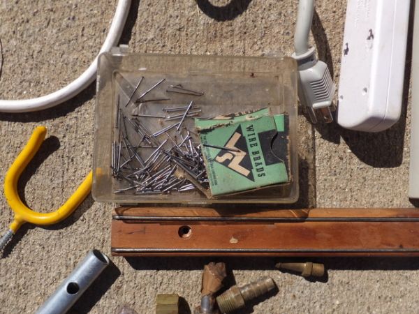 LOTS OF GARAGE ITEMS - GENIE JET VAC, SOLDERING, GLOVES, PLUMB BOB, WIRE . . .