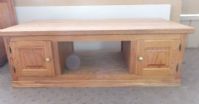 OAK WOODEN COFFEE TABLE WITH CABINETS AT EACH END