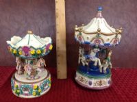 TWO MUSIC BOX CAROUSELS