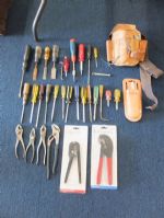 MORE THAN JUST PLAIN OLD SCREWDRIVERS IN THIS LOT, PLUS CHISELS, PLIERS & CRIMPING TOOLS