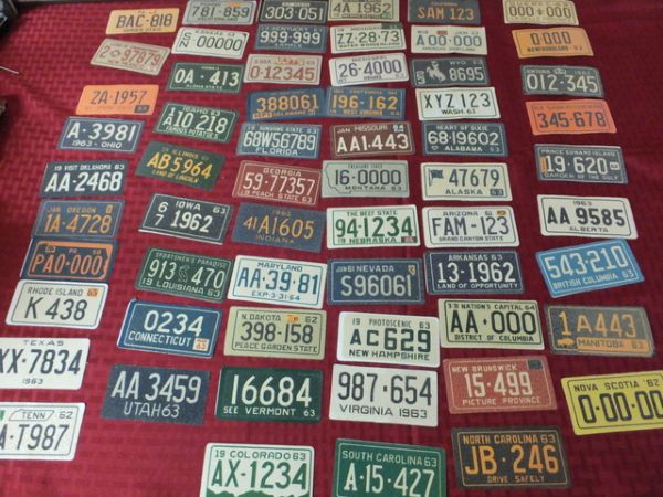 VERY INTERSTING COLLECTION OF VINTAGE LICENSE PLATE STICKERS 