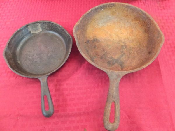 FOUR CAST IRON USA MADE SKILLETS