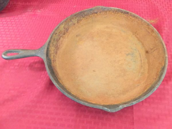 FOUR CAST IRON USA MADE SKILLETS