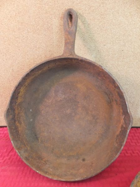 FOUR CAST IRON USA MADE SKILLETS