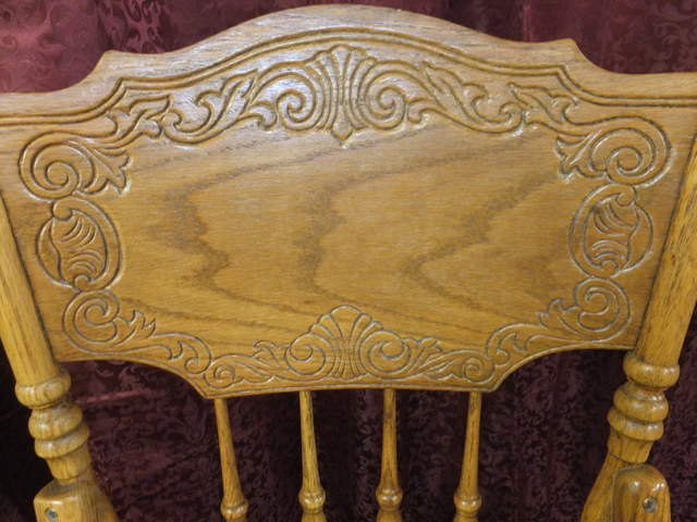 Lot Detail - TWO OAK WOOD PRESSED BACK CAPTAINS CHAIR