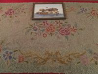 TWO VINTAGE ITEMS - HOOKED RUG AND ORIGINAL WATER COLOR