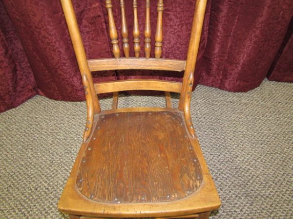 ANTIQUE SPINDLE & PRESSED BACK ROCKING CHAIR