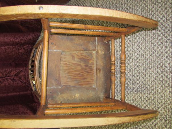 ANTIQUE SPINDLE & PRESSED BACK ROCKING CHAIR