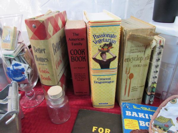 VINTAGE COOKBOOKS & KITCHEN ITEMS