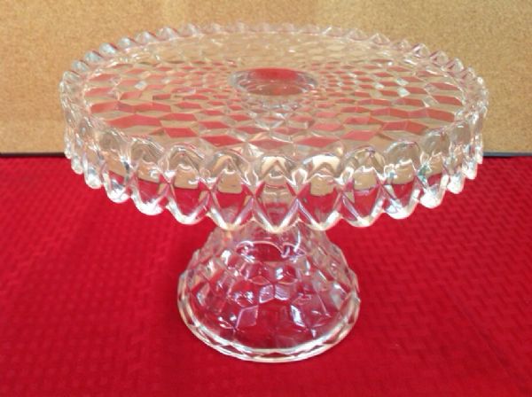 BEAUTIFUL FOSTORIA DEPRESSION GLASS CAKE STAND WITH RUM WELL