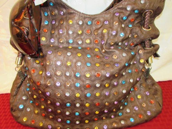 RHINESTONE ACCENTED PURSE AND GABBANA DOLCE SUNGLASSES