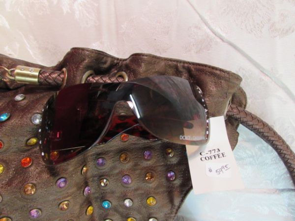 RHINESTONE ACCENTED PURSE AND GABBANA DOLCE SUNGLASSES