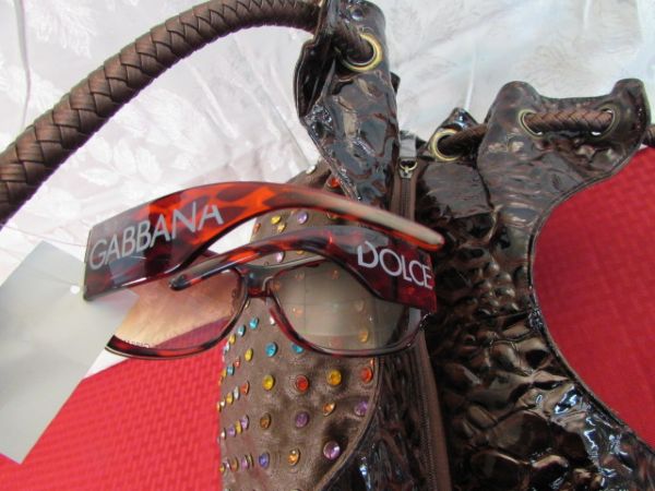 RHINESTONE ACCENTED PURSE AND GABBANA DOLCE SUNGLASSES