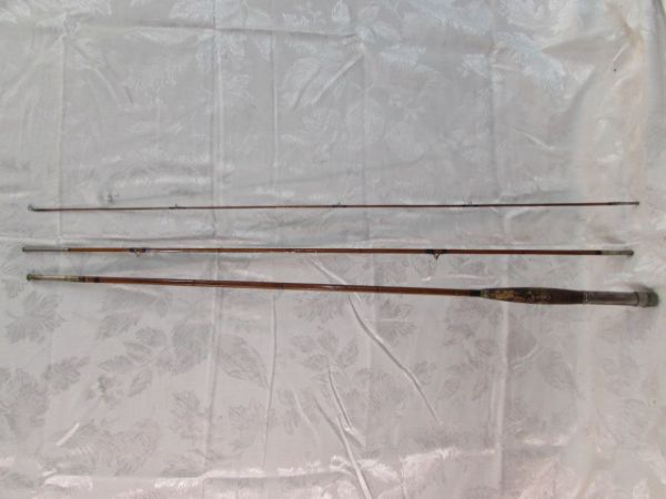 VINTAGE BAMBOO FLY FISHING ROD & FISH NET