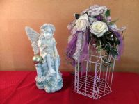 GARDEN FAIRY AND DECORATED BIRD CAGE