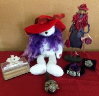 RED HAT OR PURPLE HAT FOR PASSION - PLUSH BEAR, SKINNY LEGGED LADY, ORCHID GLASS KEEPSAKE BOX & MORE