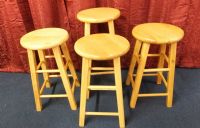 THREE WOODEN STOOLS PLUS A MATCHING TALL STOOL FOR THE LITTLE ONE
