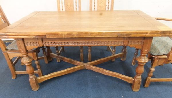 ANTIQUE WOOD TABLE WITH CHAIRS BY KARPEN