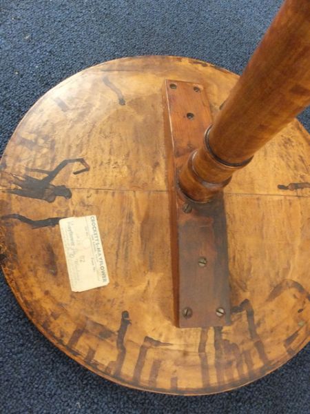 ANTIQUE TIGER MAPLE CANDLESTICK  TABLE