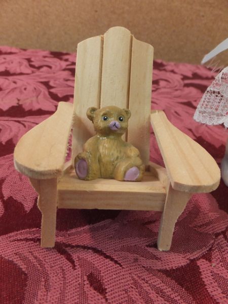 VINTAGE BISQUE DOLL & 4 CHAIRS FOR YOUR MINIATURE DOLL HOUSE