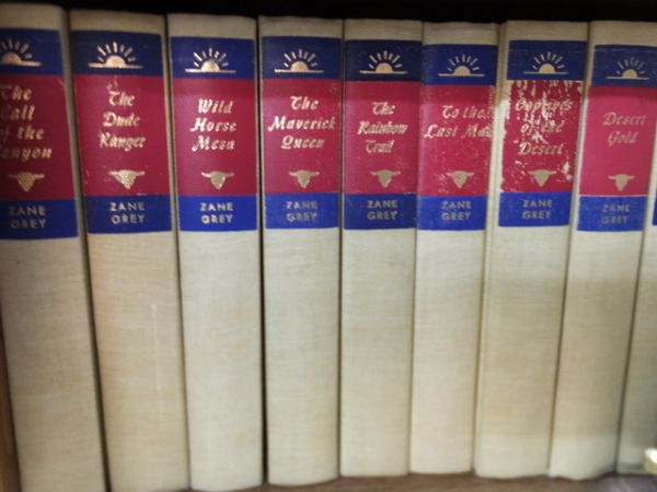 ZANE GREY VINTAGE 33-VOLUME SET, BOOKCASE & MORE!