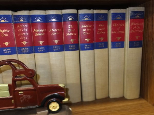 ZANE GREY VINTAGE 33-VOLUME SET, BOOKCASE & MORE!